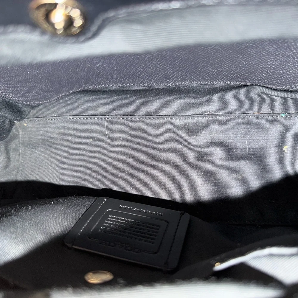 COACH Brown and Black Signature Satchel with Gold Hardware#F58290 - Picture 10 of 12